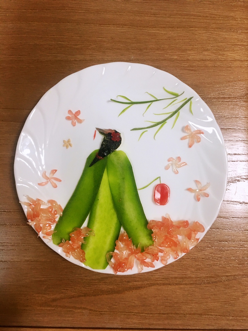 《踏雪寻梅》果蔬餐盘画