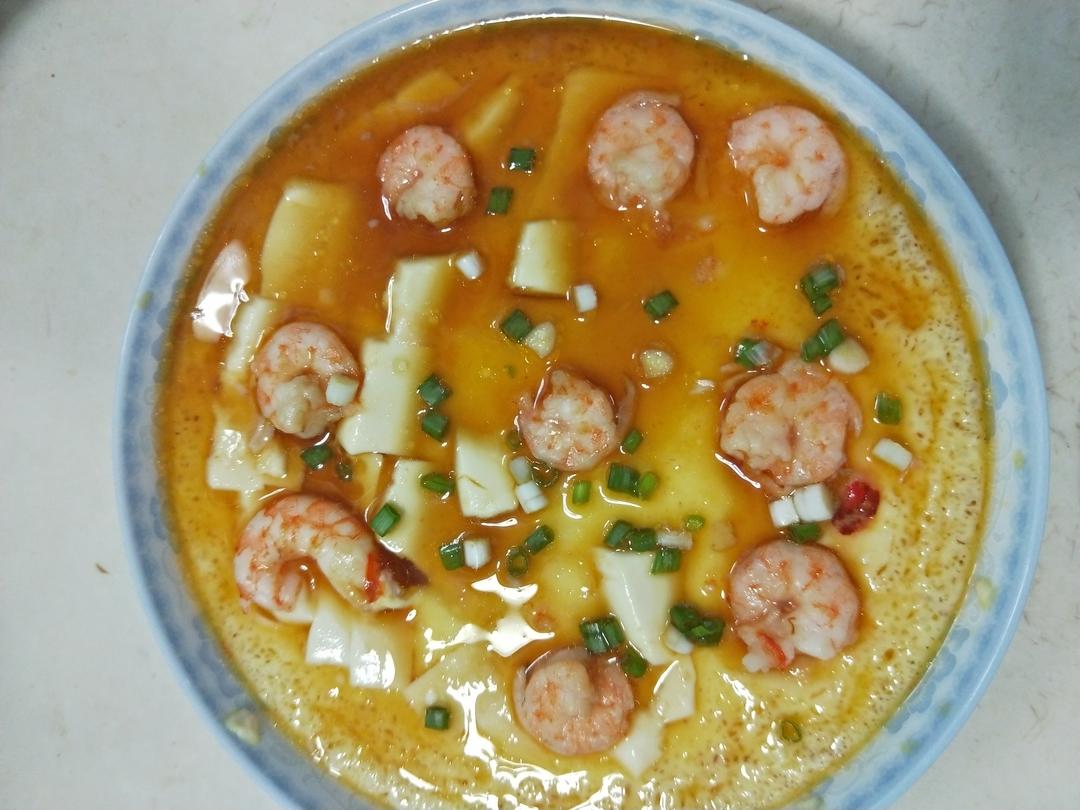 虾仁豆腐蒸水蛋