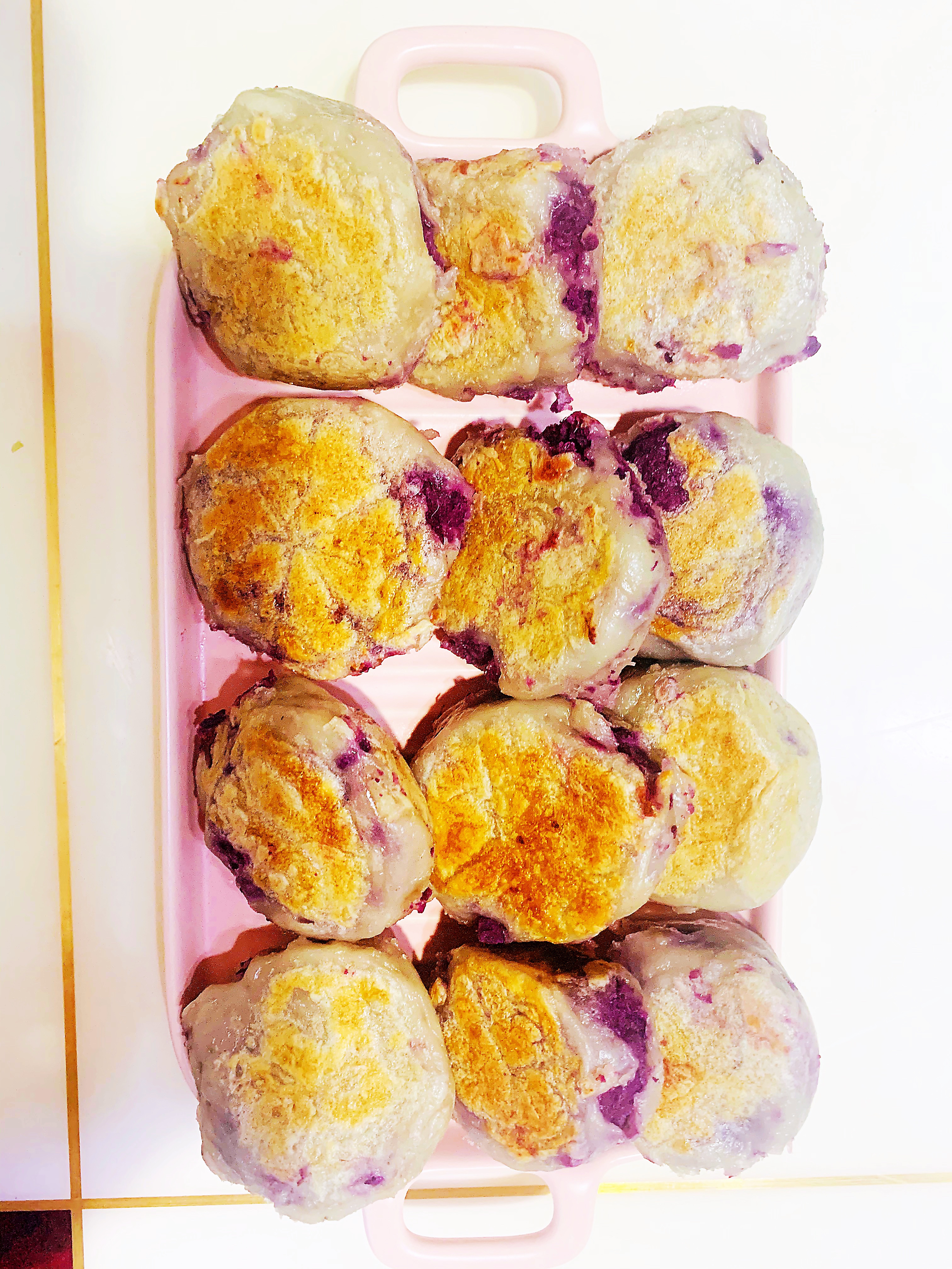 无糖无油奶香糯米紫薯糕的做法
