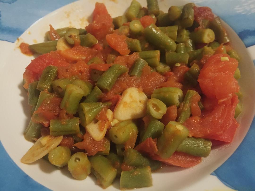 西红柿炒长豆角