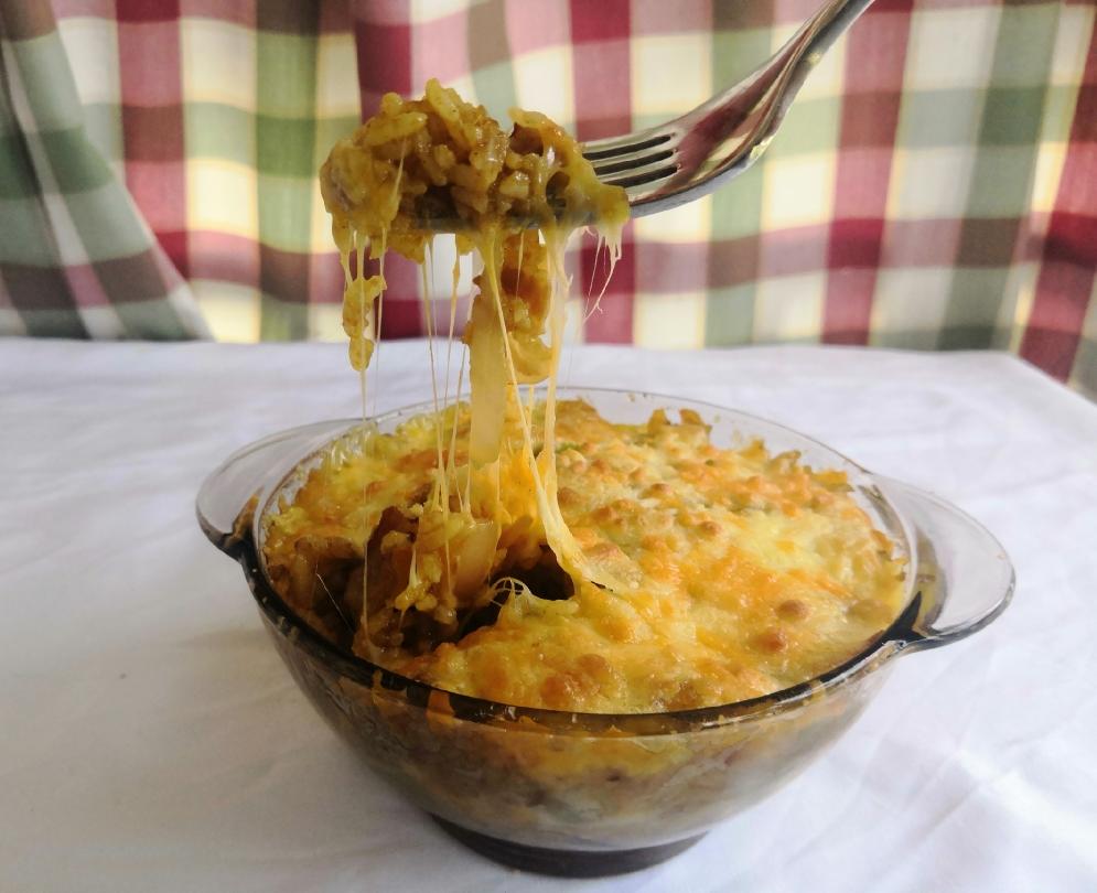 咖喱鲜虾培根焗饭