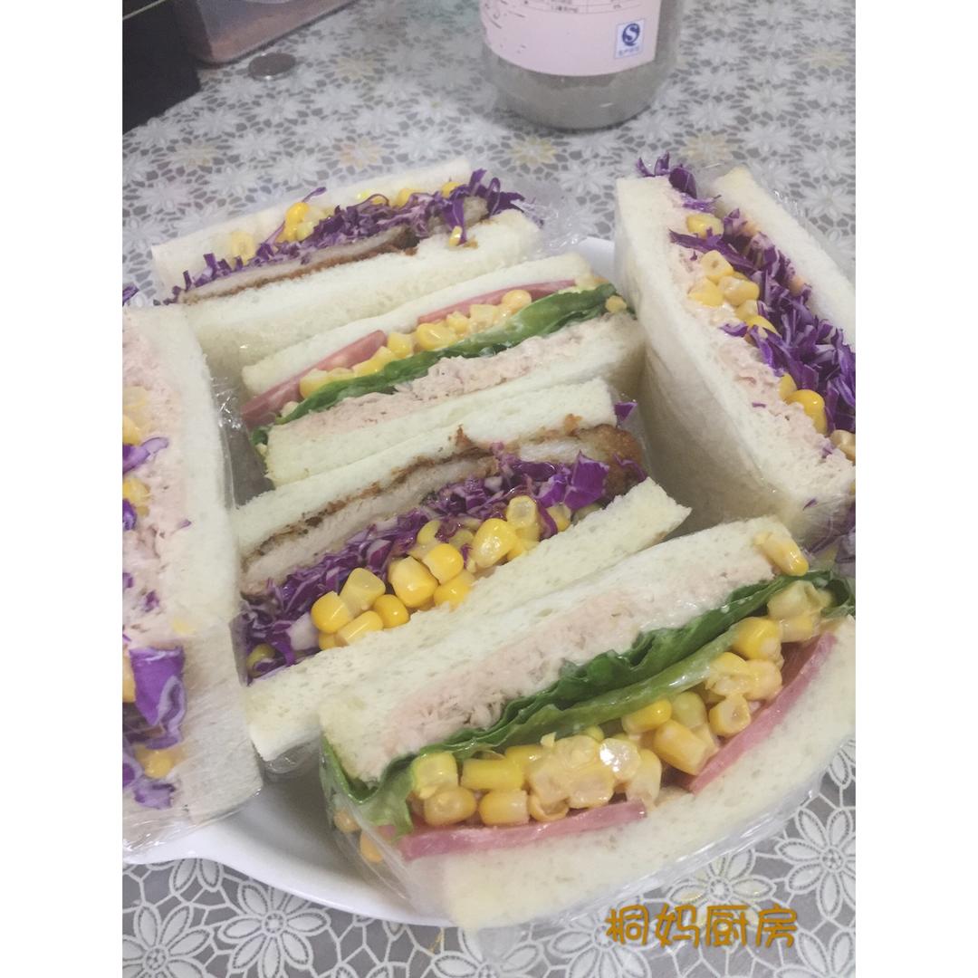 如何做超厚的沼三明治~详细tip！牛油果鸡蛋午餐肉三明治~