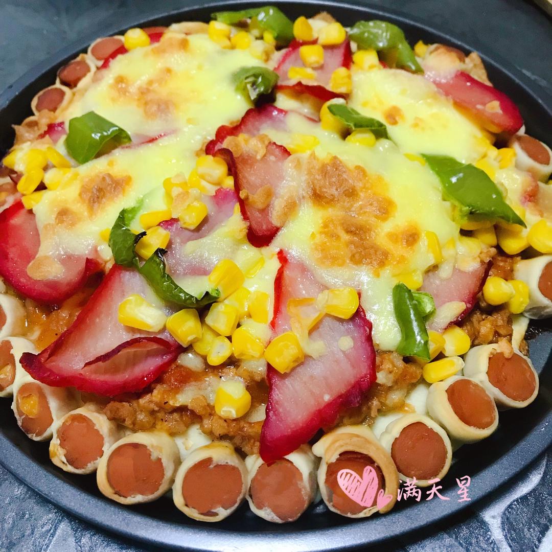 萨米肠蘑菇花边披萨