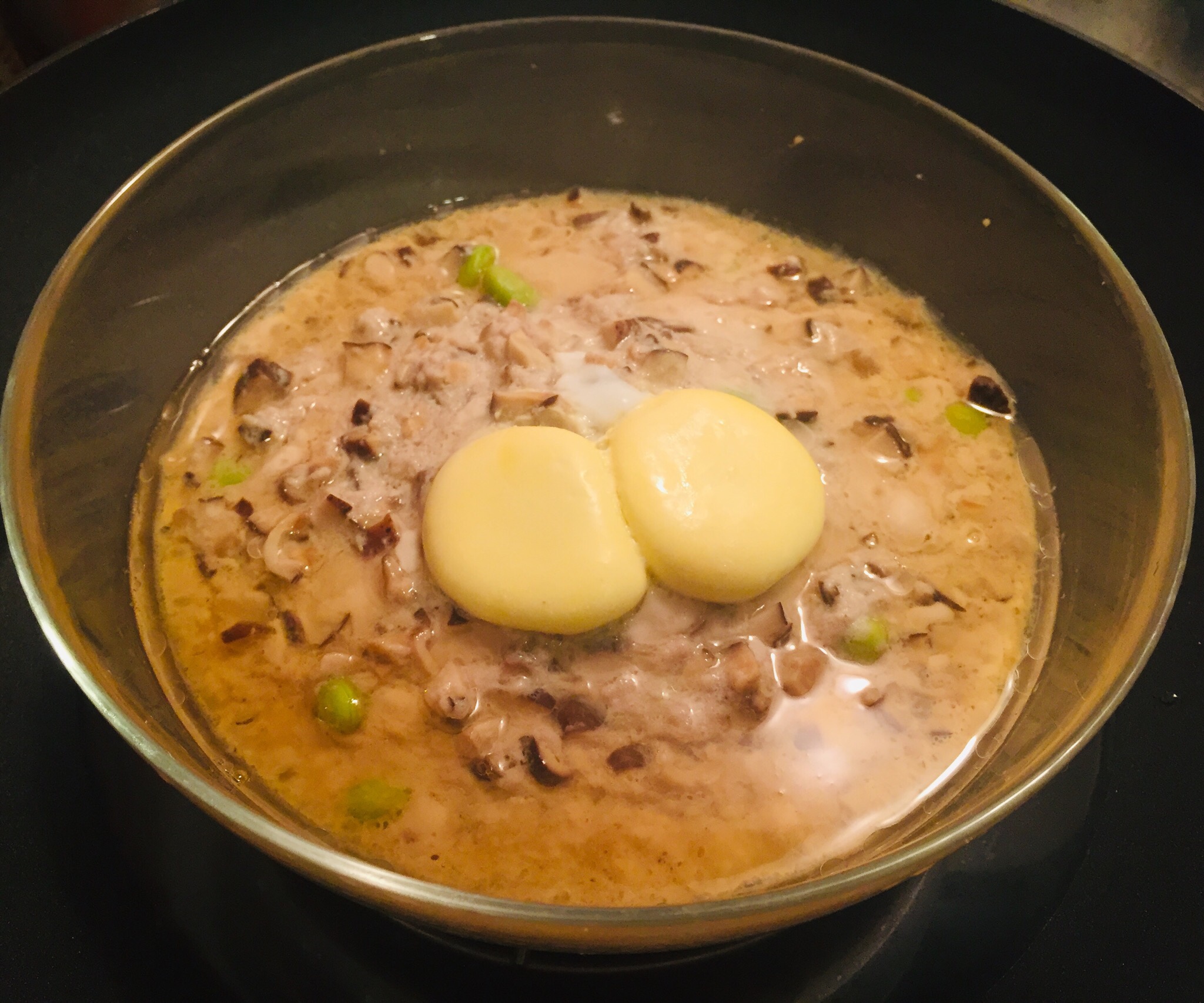 超超超简单的香菇肉饼蒸鸡蛋的做法 步骤5