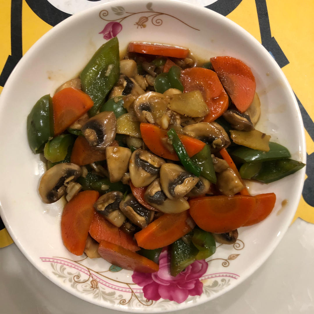 素炒鲜口蘑（白蘑菇），快手家常菜
