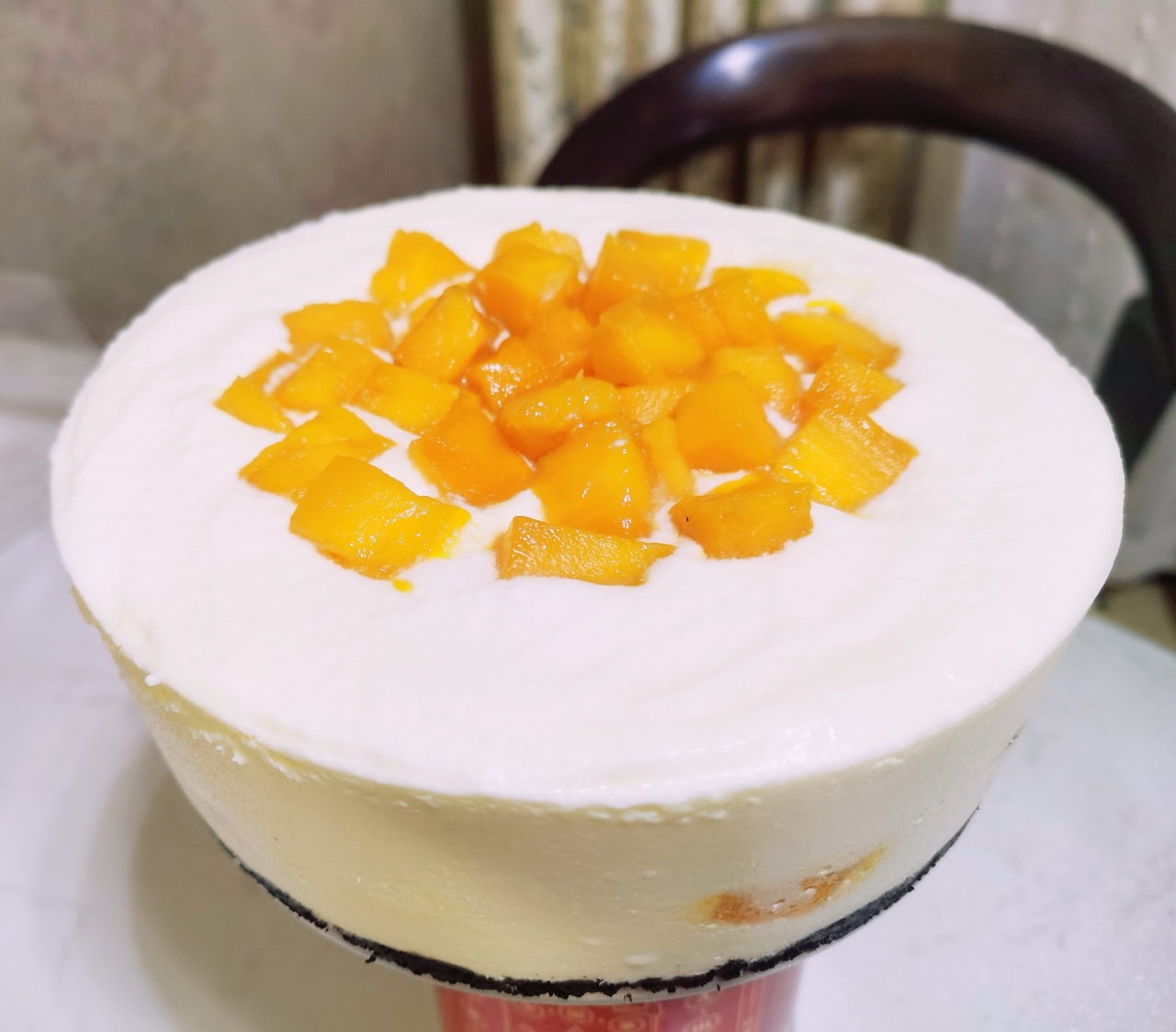 酸奶芒果慕斯蛋糕简易版（普通8寸活底）
