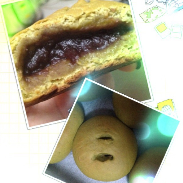 抹茶豆沙小面包（无油脂）