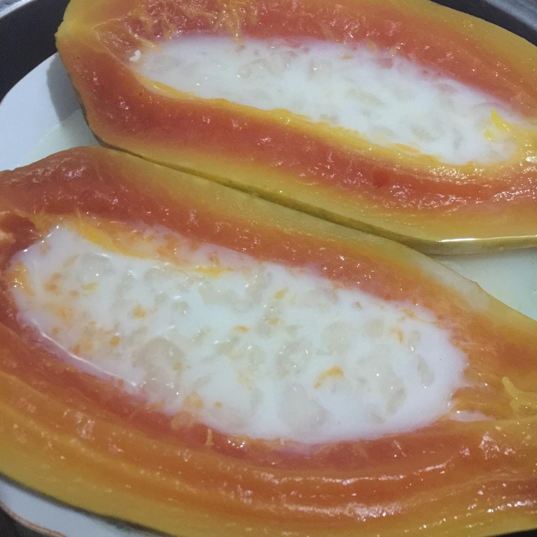 木瓜牛奶炖雪蛤