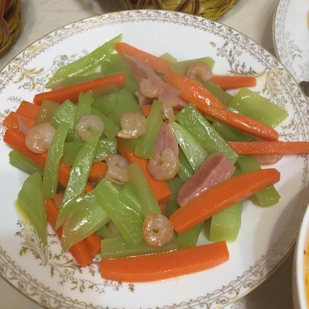 虾仁炒莴苣