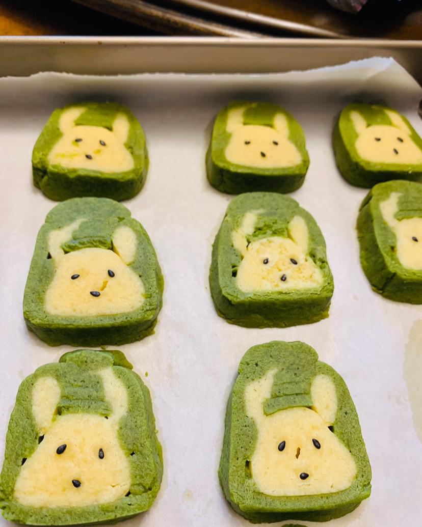 抹茶兔兔曲奇（比熊猫简单！超详细实物图+超良心手绘图）