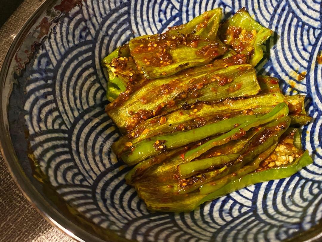 510510510510做的超级简单的微波炉烤青椒