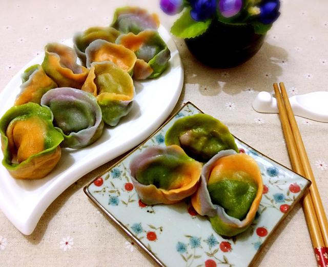 三色元宝饺的做法
