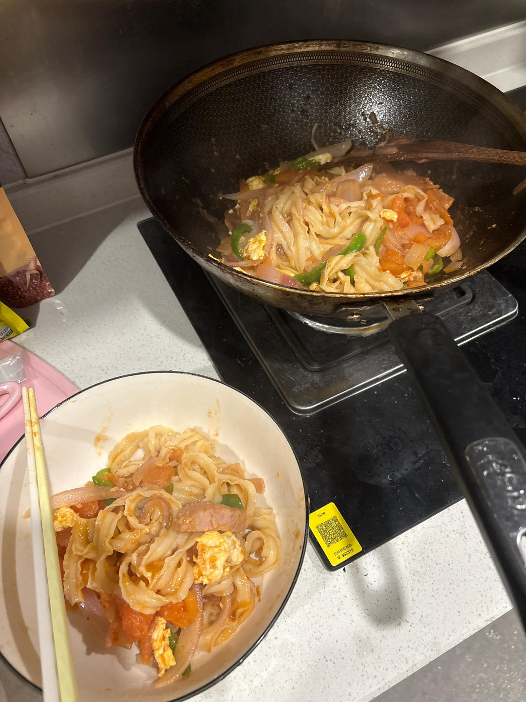 炒刀削面这样做，每次吃的盆干碗净