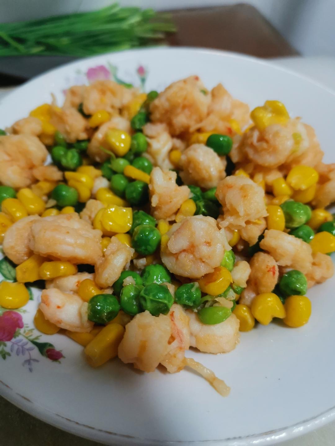 虾仁炒玉米青豆