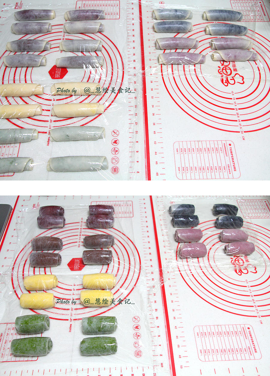 蛋黄酥~紫薯、抹茶、原味~花好月圆，中秋快乐~内附一次做六色蛋黄酥方法~的做法 步骤49