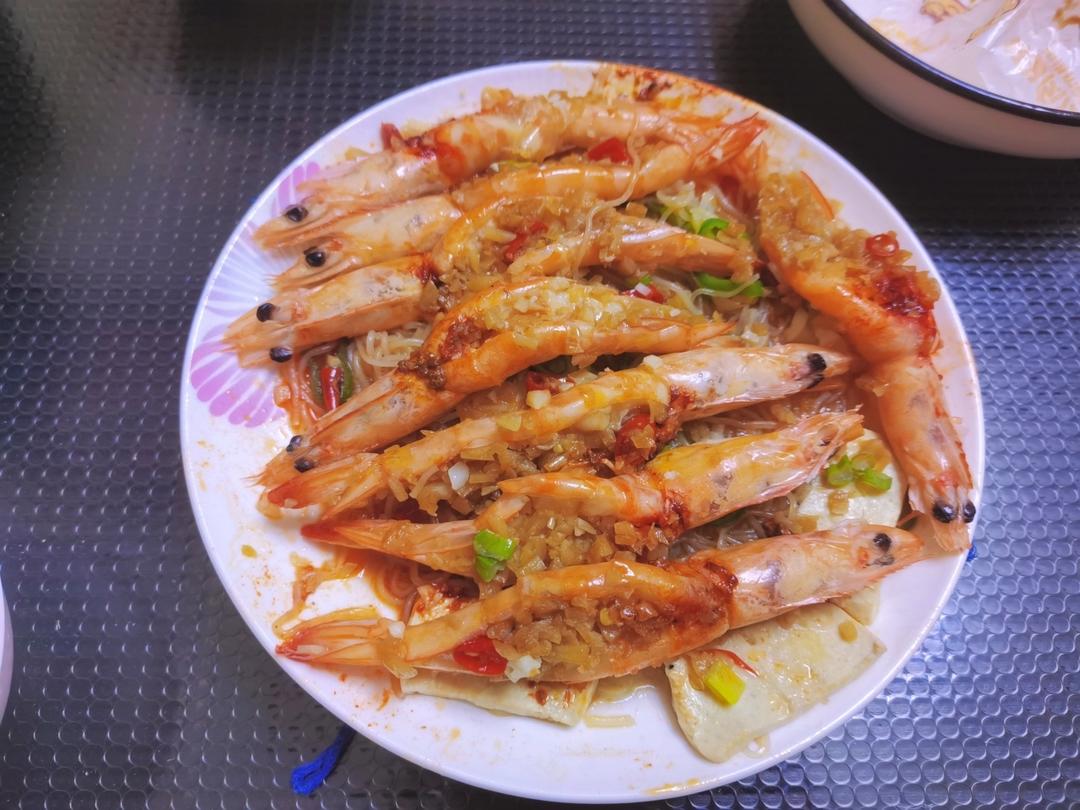 蒜蓉粉丝蒸虾（去虾头版）