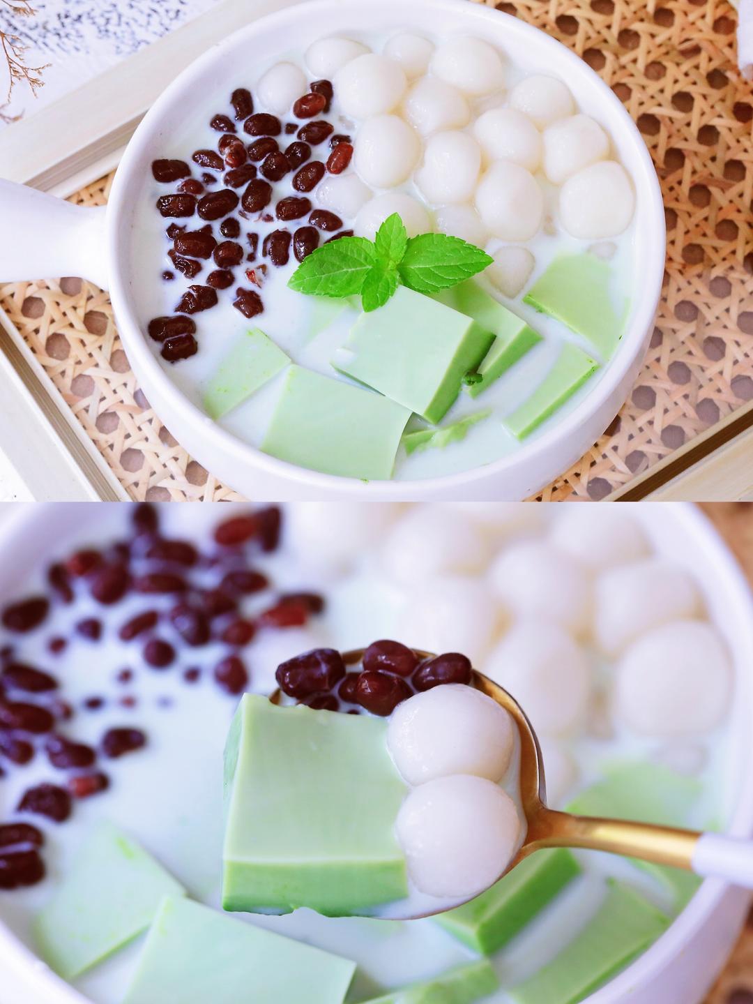 抹茶奶冻白玉丸子