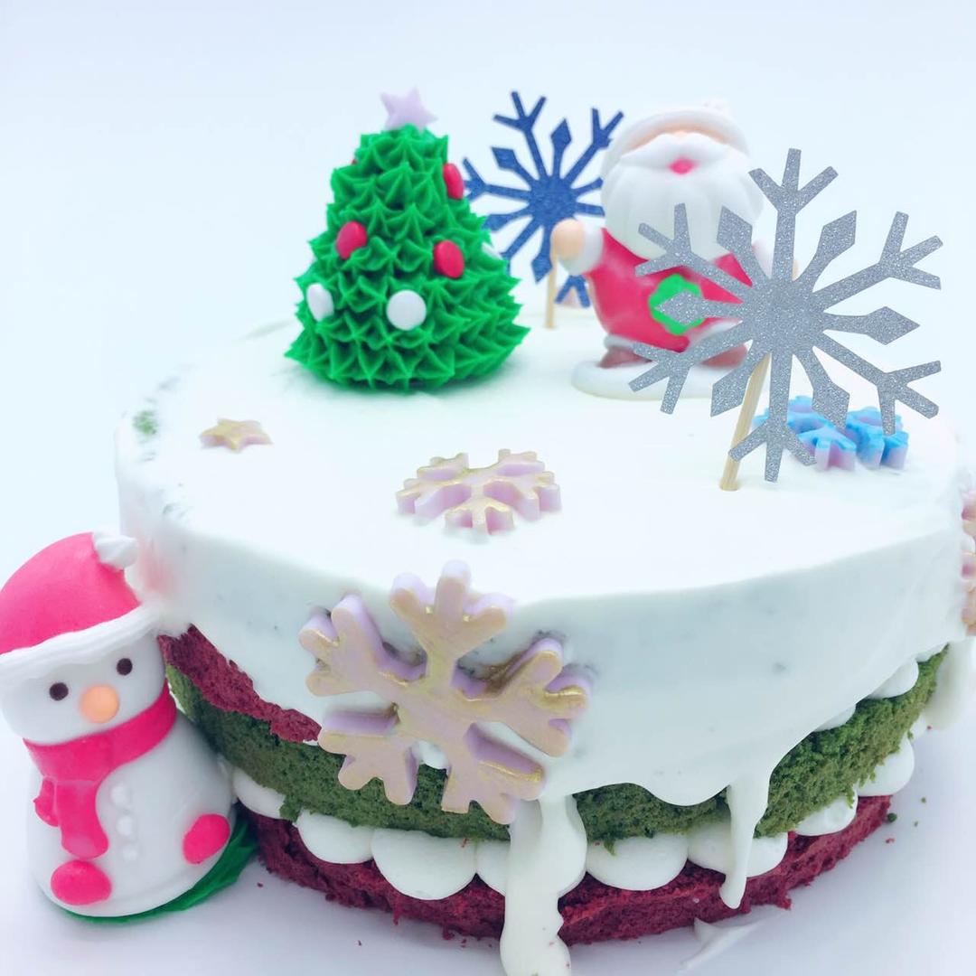 圣诞草莓雪人 红丝绒戚风裸蛋糕