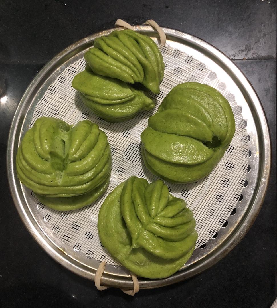 菠菜汁心形馒头 花卷（一次性发酵超治愈）