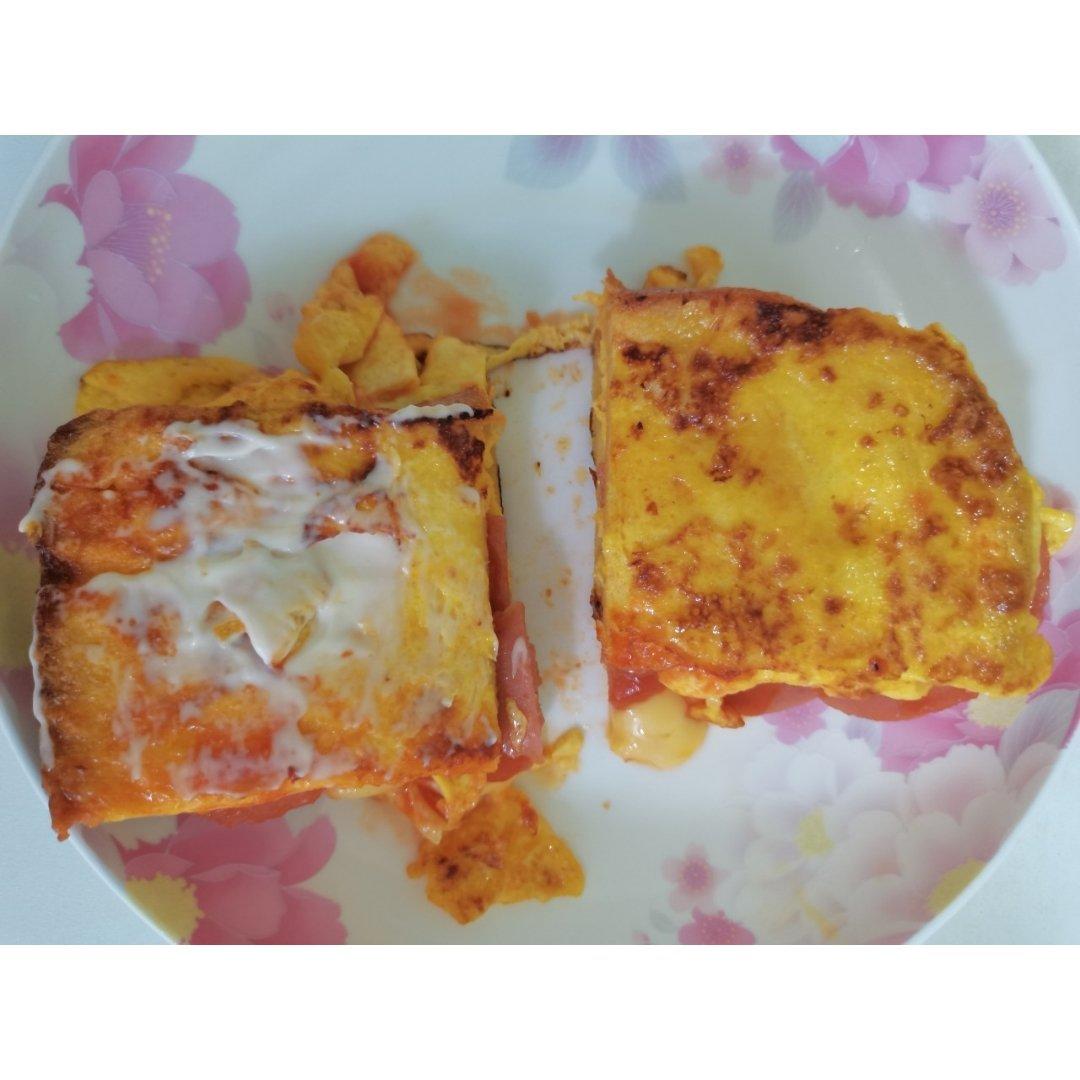 快手早餐—经典餐蛋爆浆芝士西多士三明治