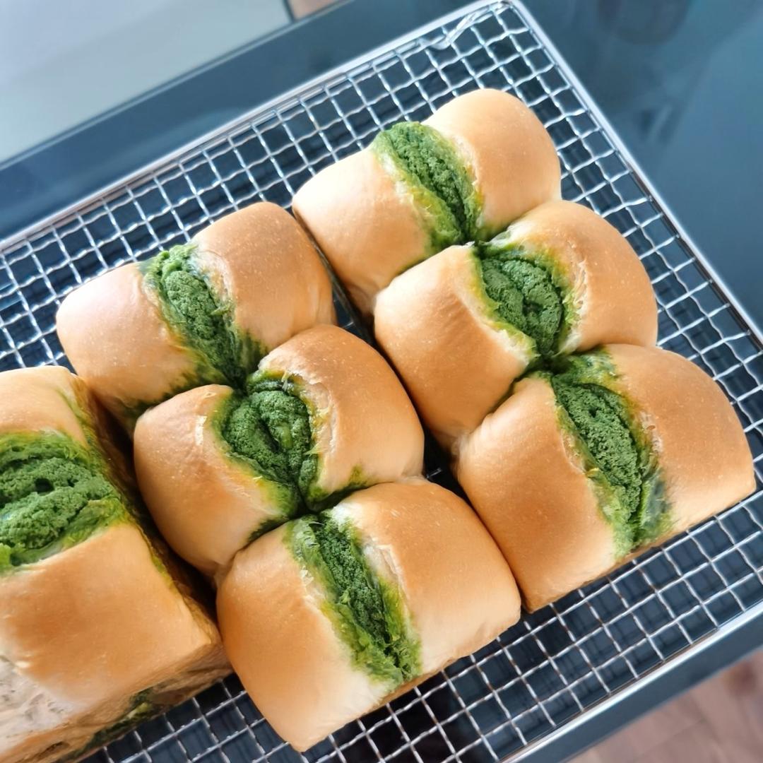 抹茶奶酥小金砖（70%中种吐司）