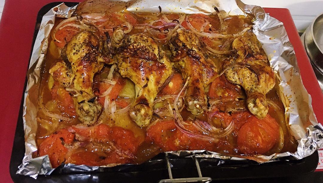 （无油）黑胡椒烤鸡腿🍗蔬菜🥬