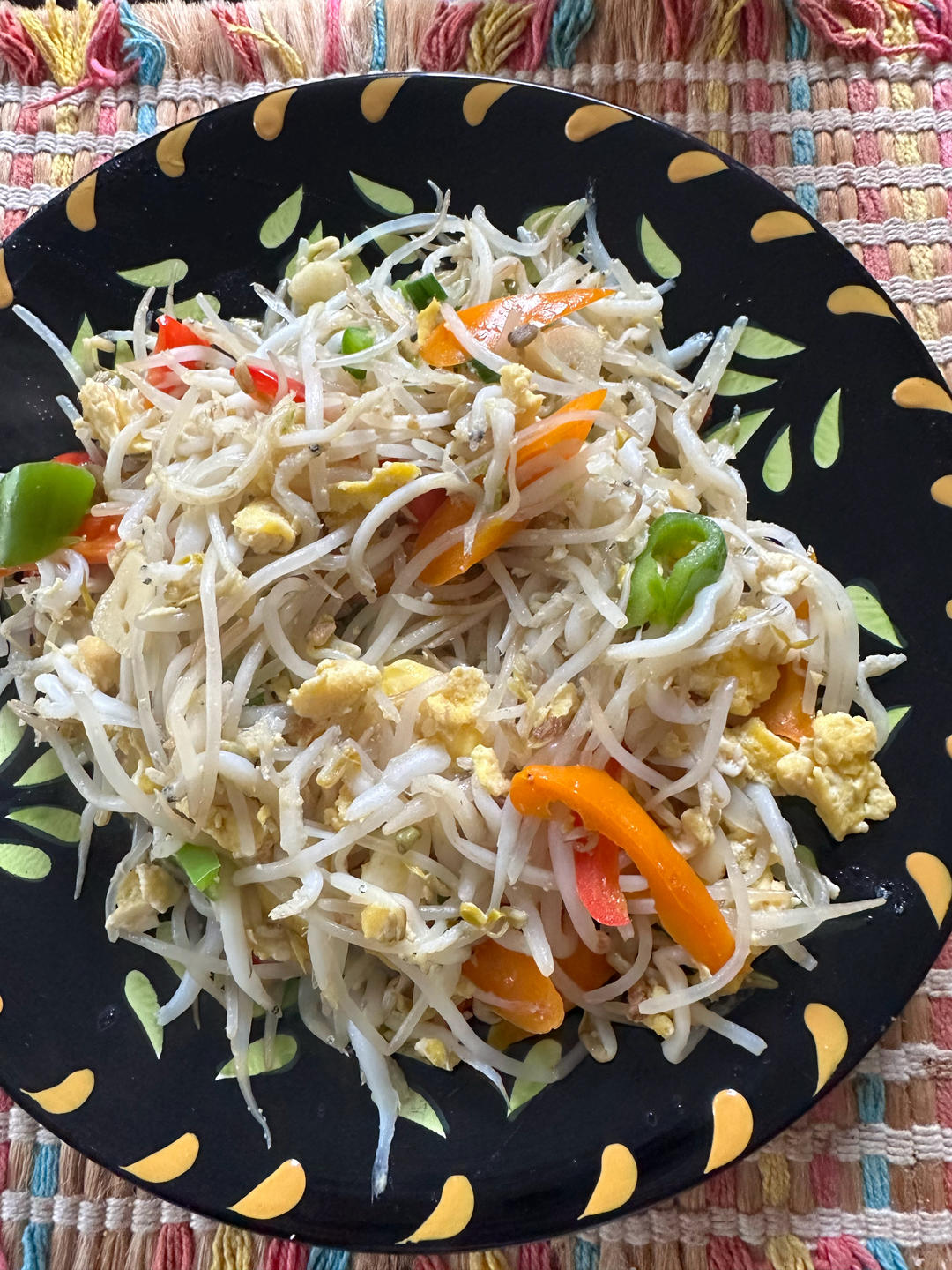 【混炒】青椒鸡蛋小银鱼豆芽