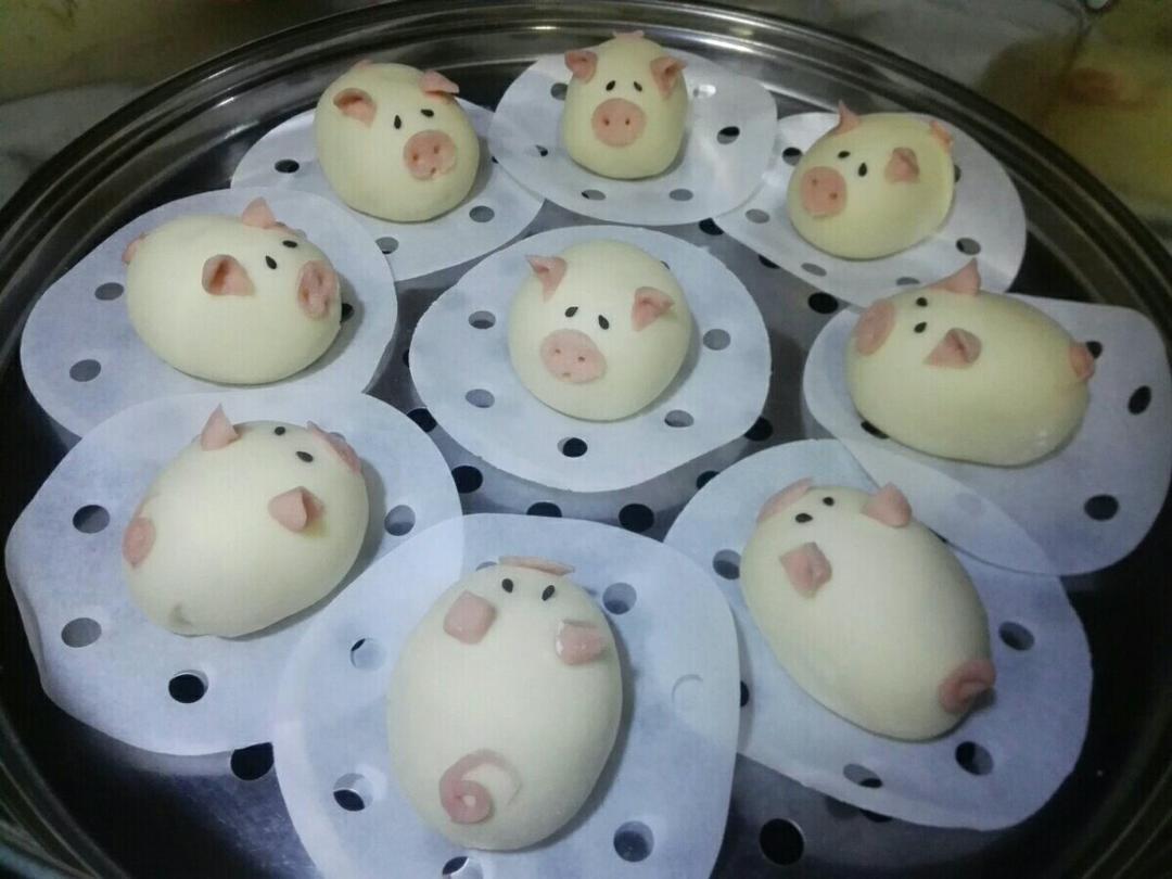 卡通馒头，小猪豆沙包，花样馒头