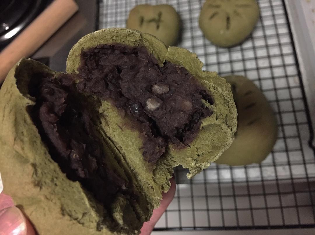 抹茶豆沙小面包（无油脂）