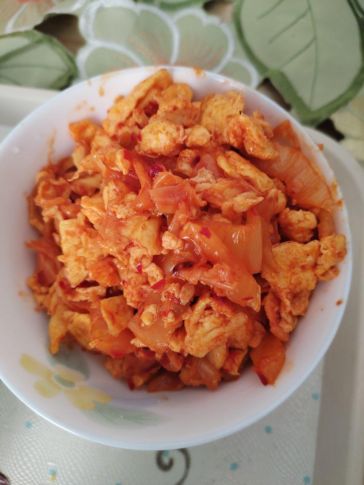 比肉更鲜美75韩式辣白菜炒鸡蛋(健身美容.零失败)