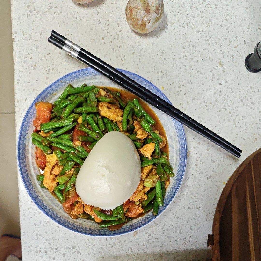 番茄豆角炒鸡蛋