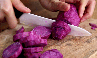 网红紫薯拉丝仙豆糕，好吃到飞起！的做法 步骤6