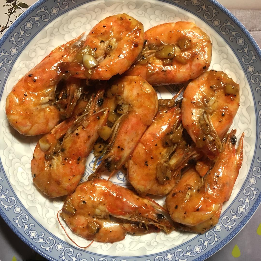 新加坡黑椒虾（新加坡厨师地道做法，可以用螃蟹）