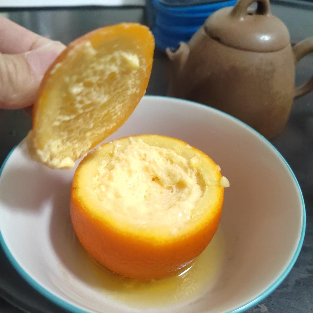 懒人甜品🍮｜橙香双皮奶蒸蛋