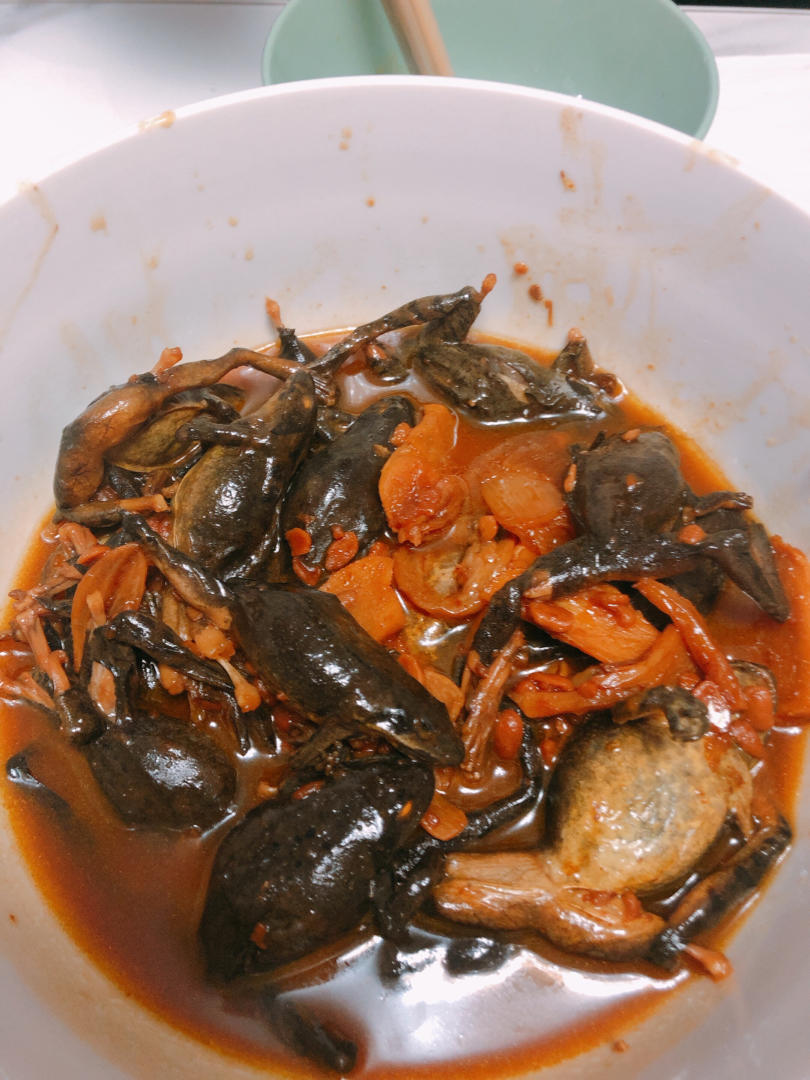 胖十一做的酱焖林蛙