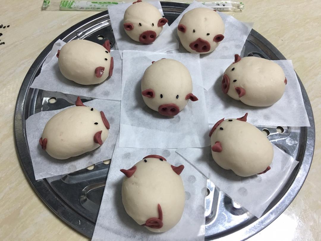 卡通馒头，小猪豆沙包，花样馒头