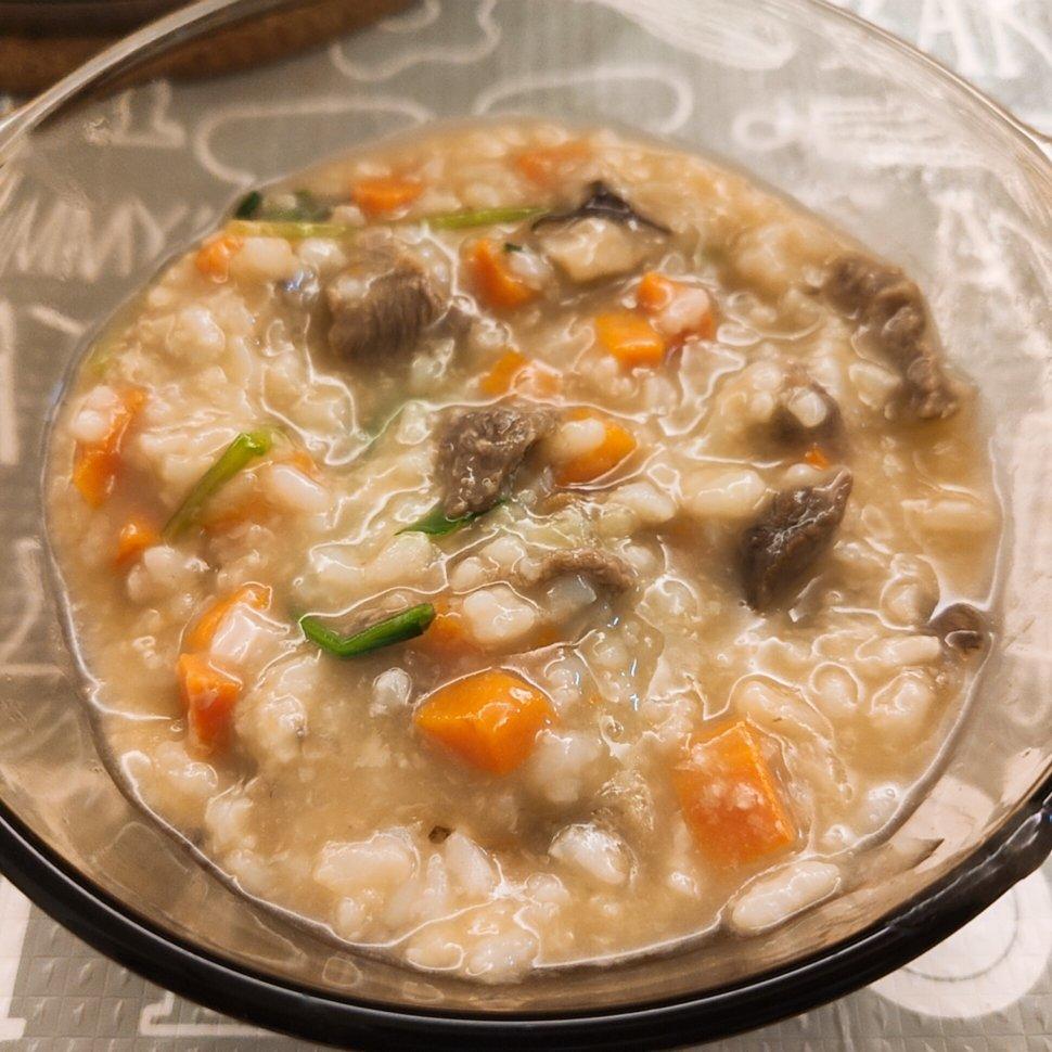 香菇菠菜牛肉粥