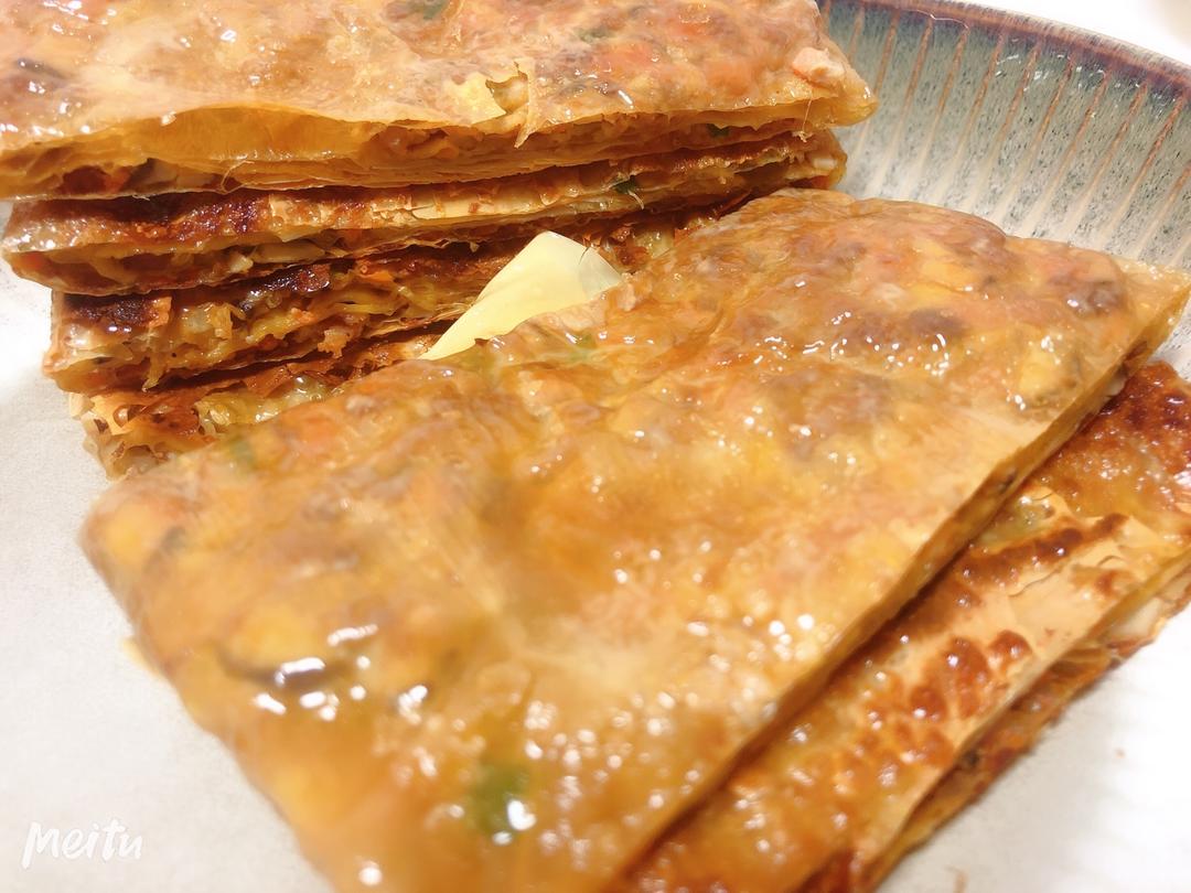 上班族的快手简单晚餐——油豆皮儿肉馅饼