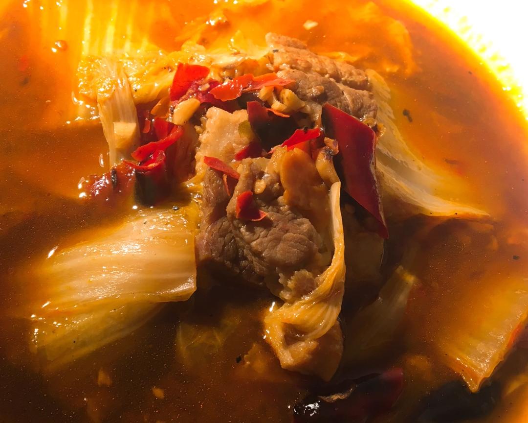 自制麻辣烫，酸辣白菜（一人食）的做法