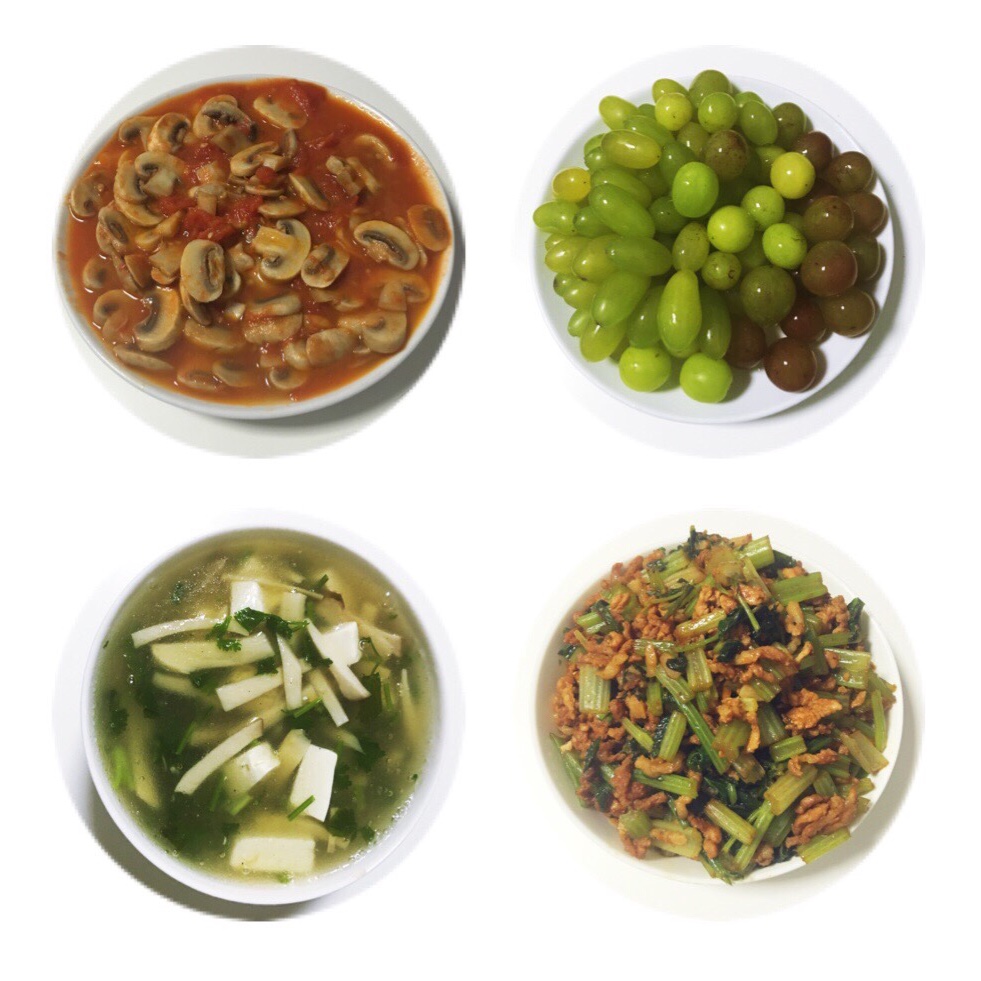 译家三口（芹菜肉丝、番茄蘑菇、杏鲍菇豆腐汤）20160918