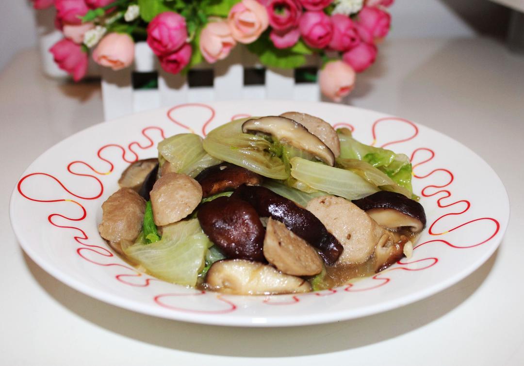 肉丸炒香菇西生菜的做法