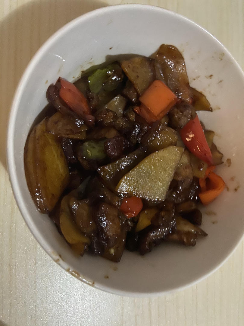 五花肉干煎土豆
