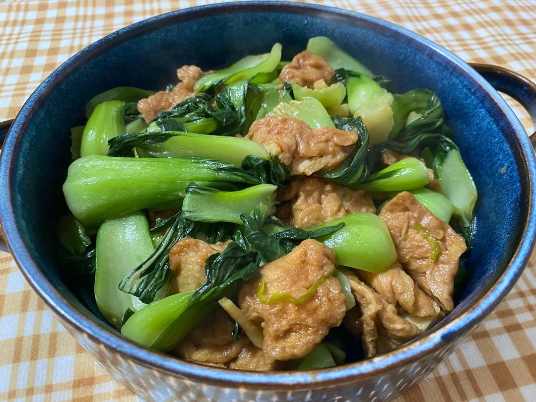 油面筋炒青菜的做法