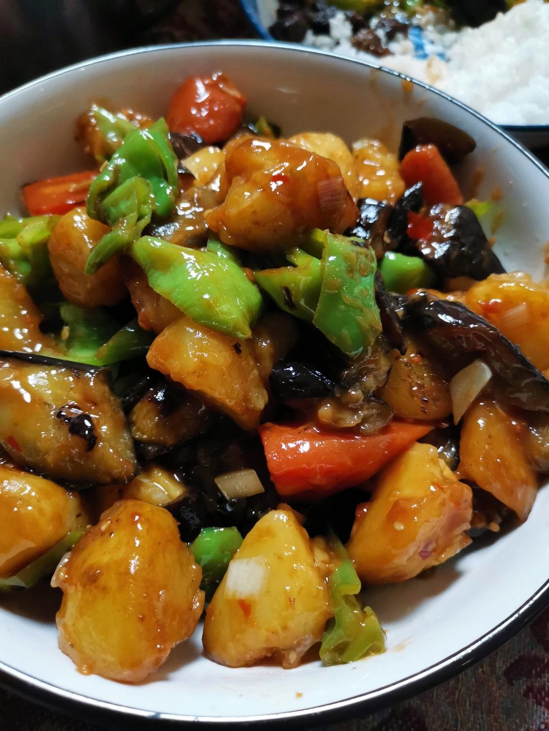 不用油炸巨省事的家常地三鲜