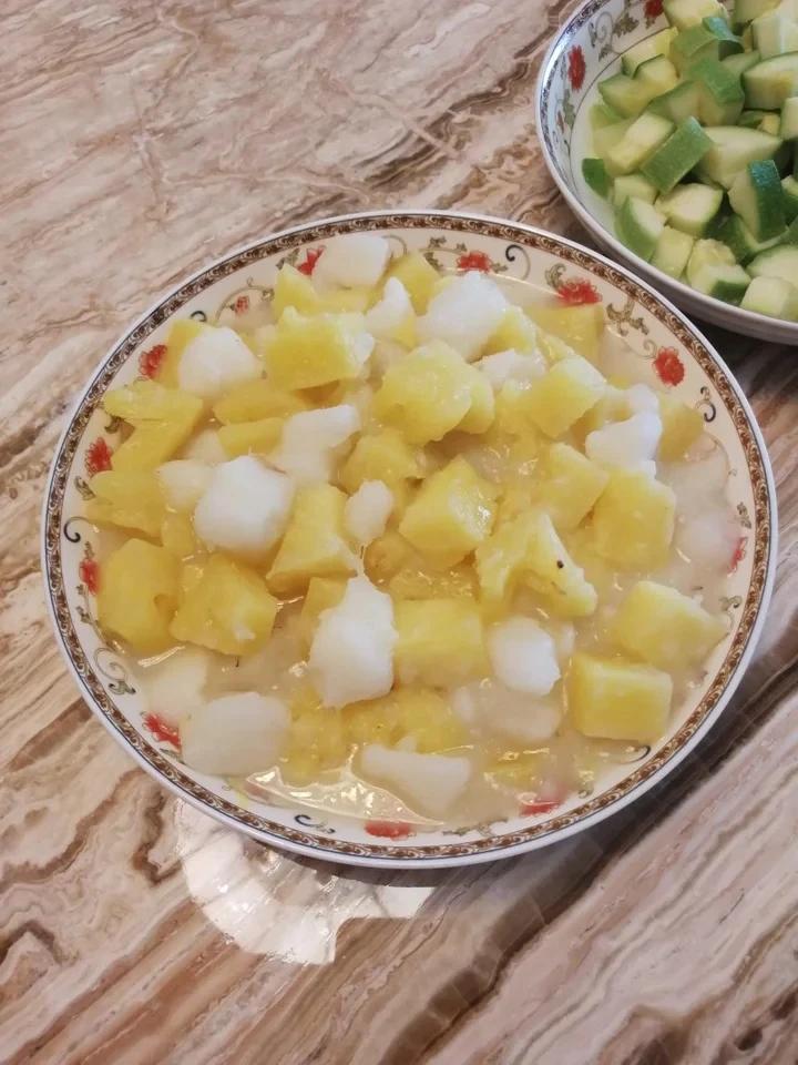 菠萝炖长山药（无油无盐菜）（无味斋）