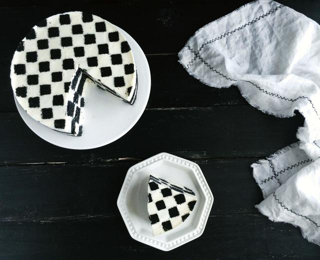 黑白棋格慕斯蛋糕（6寸）的做法