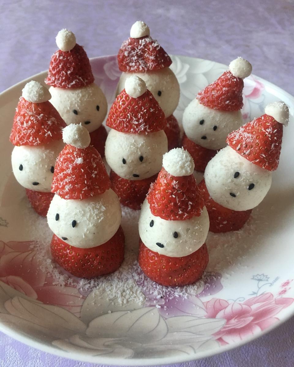 美清做的盼不来雪堆个雪人也好啊草莓山药小雪人