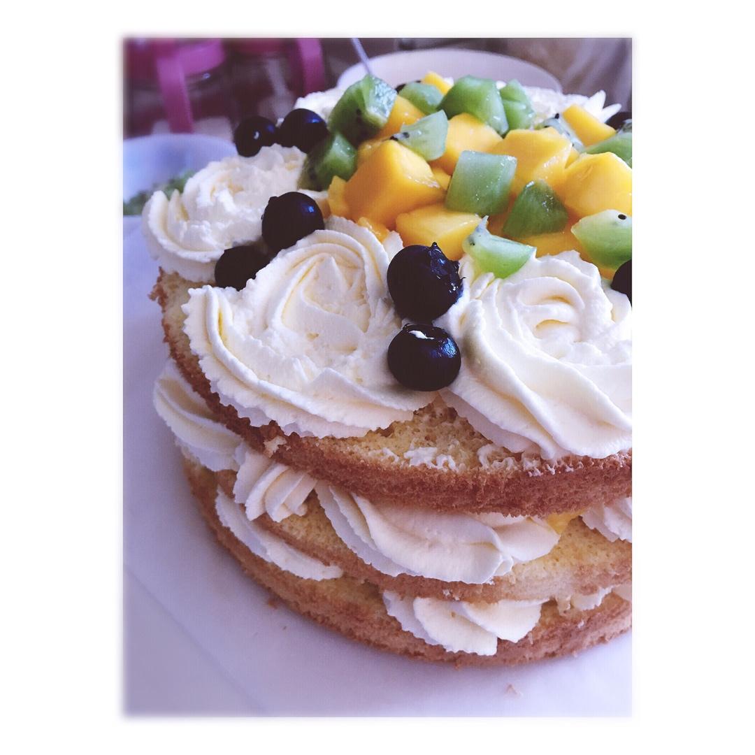 【零失败】不会裱花没关系的水果裸蛋糕 芒果裸蛋糕 完美戚风胚