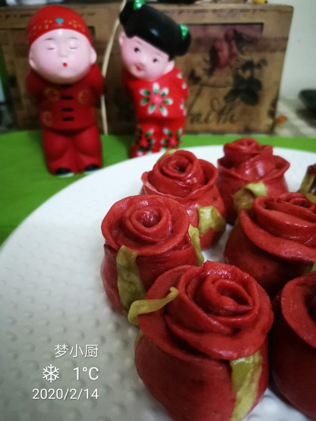 红曲米玫瑰花馒头