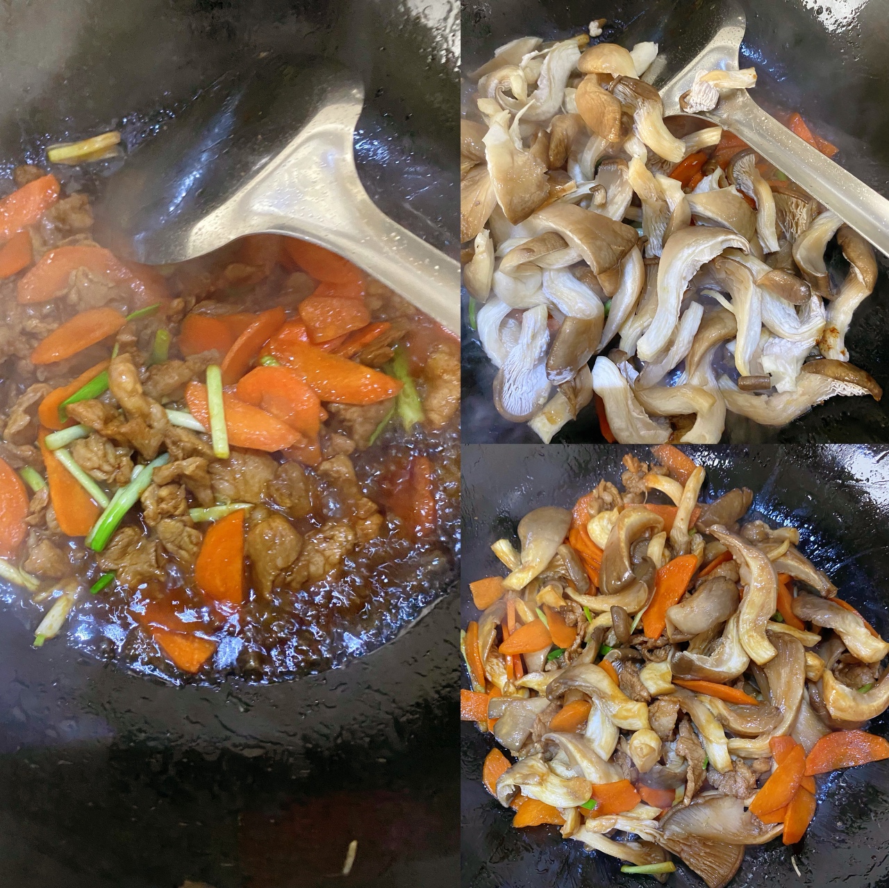 平菇炒肉片，不放盐别焯水的做法 步骤4